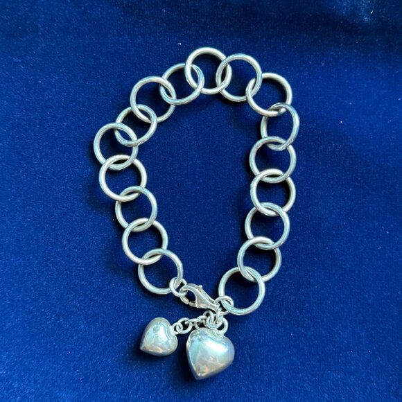 INSPIRANZA STERLING SILVER BRACELET WITH HEART CHARMS - Picture 1 of 2